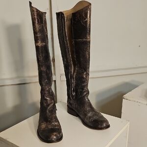 Women's Black Leather Knee-High Boots